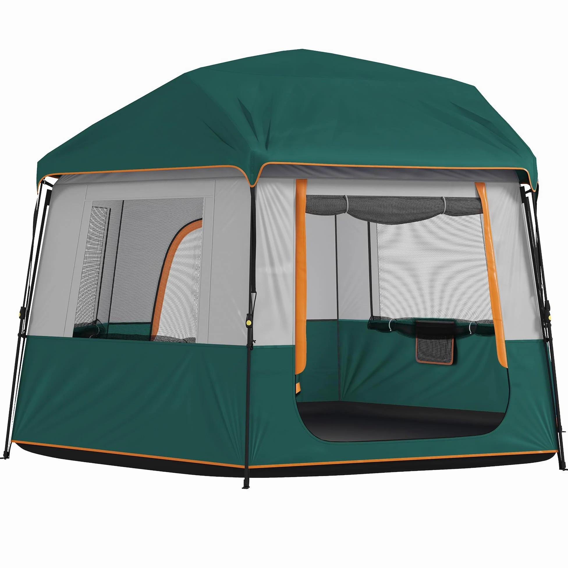 Outsunny Tienda de campaña para 4-6 personas, estable, impermeable, con cubierta superior extraíble, bolsa de transporte, con columna de agua de 3000 mm, protección UV30+, color verde