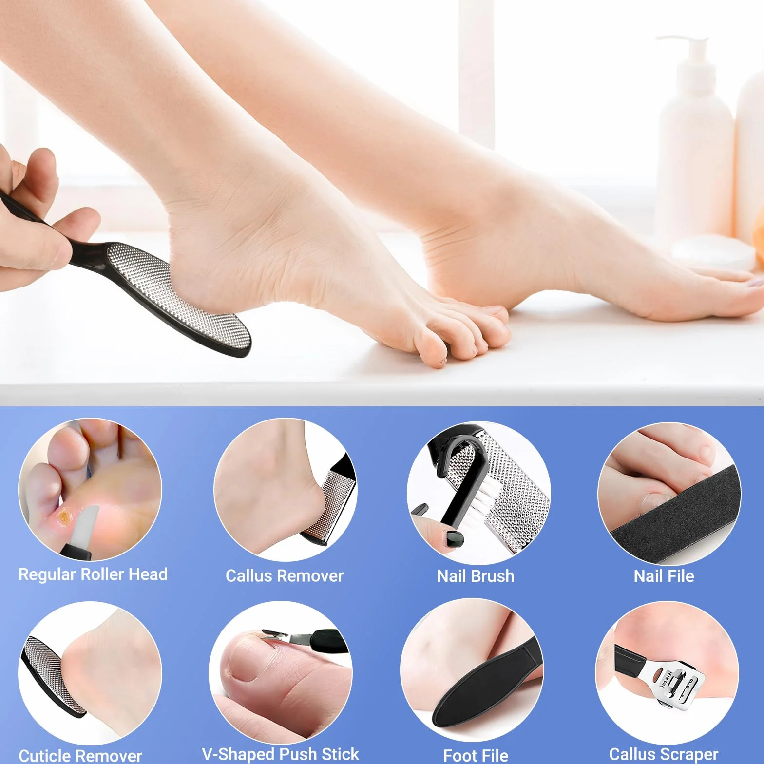 Lima Eléctrica Pies con 3 Rodillos y 17 Herramientas, 3 Velocidades, Profesional Foot File para Eliminar Durezas y Callos (Negro)
