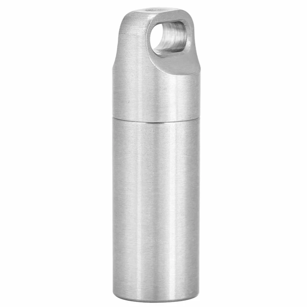 Botella de Medicina,Pastilleros de Bolsillo Botella de Píldora de Cam de Acero Inoxidable Impermeable Contenedor de Caja de Pastilleros de Viaje para Acampar Supervivencia al Aire (S)