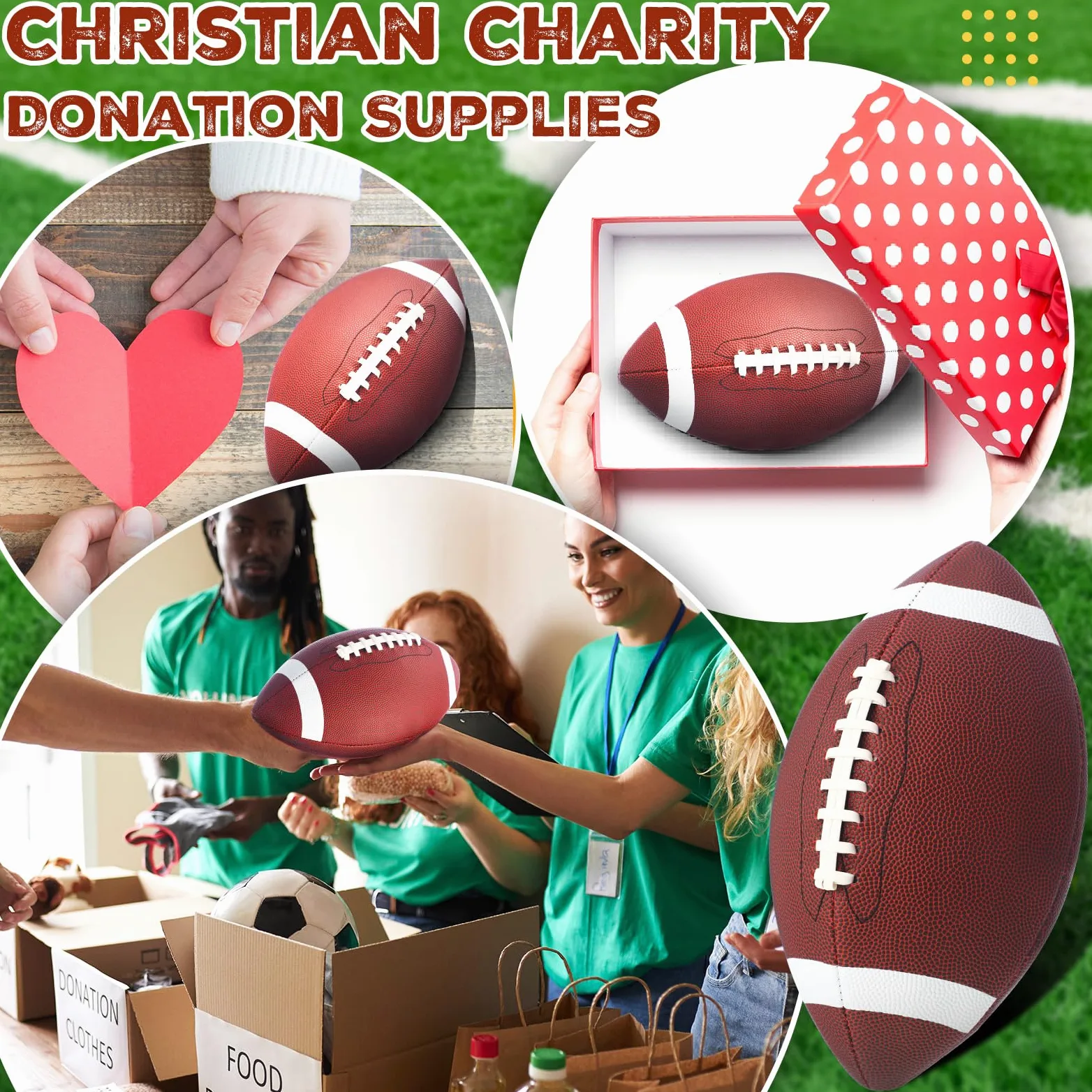 RoundFunny 6 balones de fútbol para jóvenes con 6 bombas de cuero compuesto para niños, jóvenes, adultos, equipo universitario, entrenamiento de escuela secundaria, práctica en interiores y exteriores