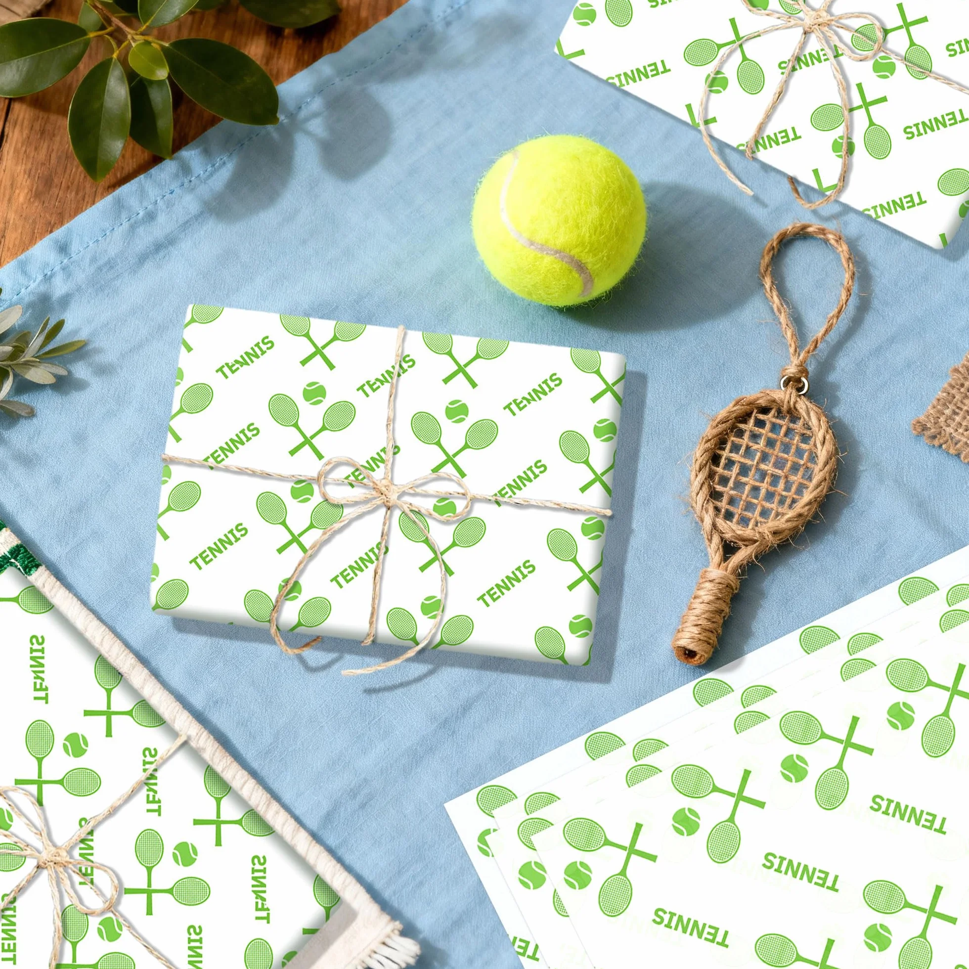 Roaring Good Time papel de envoltorio tenis papel de regalo tenis impresión deportiva paquetes envoltorio deportivo regalos papel artístico pelotas tenis para cumpleaños celebraciones deportivas