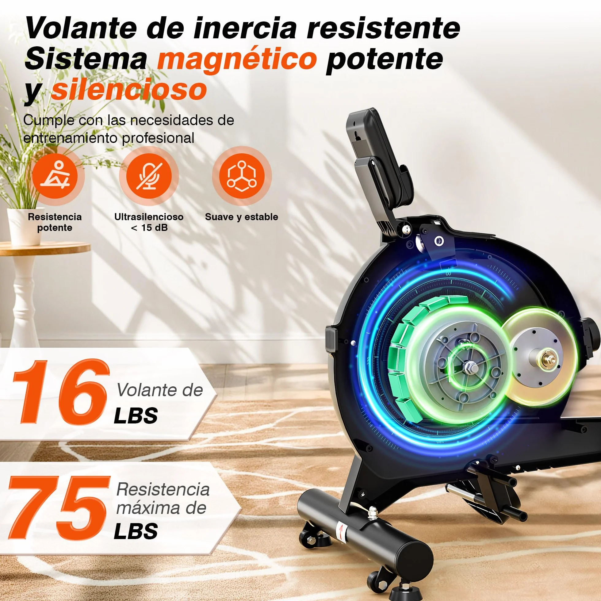 Máquina de Remo LABGREY Magnética Bluetooth para Casa, Compatible con App, Silenciosa y Estable, Soporta hasta 158 kg, Ideal para Entrenamiento Cardio en el Hogar