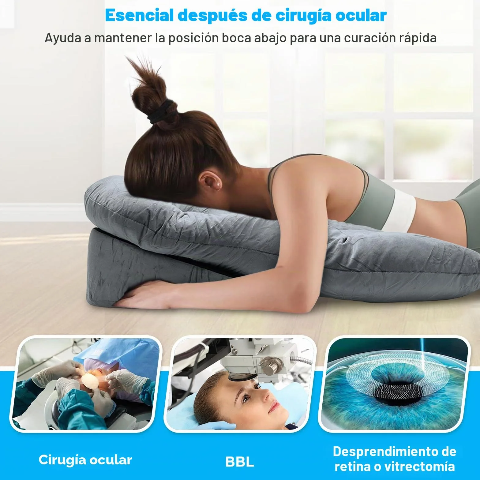 Almohada facial para dormir después de cirugía ocular con orificio, reposacabezas de masaje para hogar