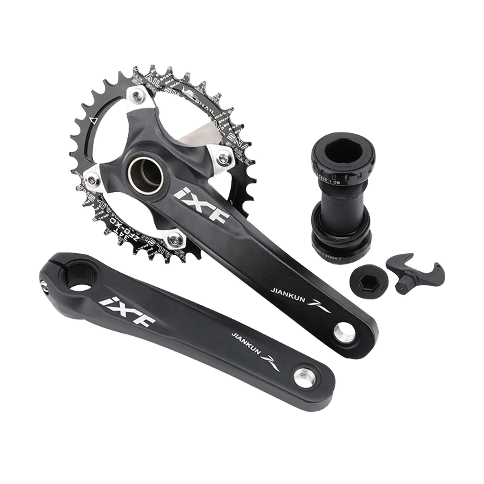 ENGWE Juego de bielas para bicicleta de montaña 32T 34T 36T 38T eje hueco integrado