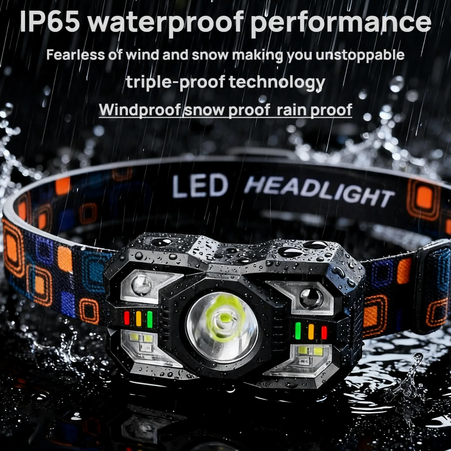 Linterna frontal recargable con sensor de movimiento, 5 modos de luz, carga rápida USB-C - Diadema ajustable para senderismo al aire libre, pesca nocturna, camping, iluminación manos libres