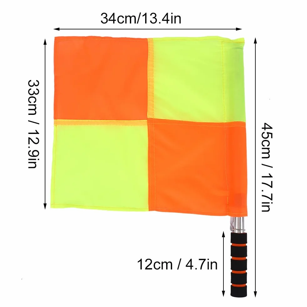 Asixx 2 Unidades Árbitro Bandera, Árbitro Banderas Juez de línea con Esponja Mango Portátil y Resistente al Agua, 34 x 33 cm