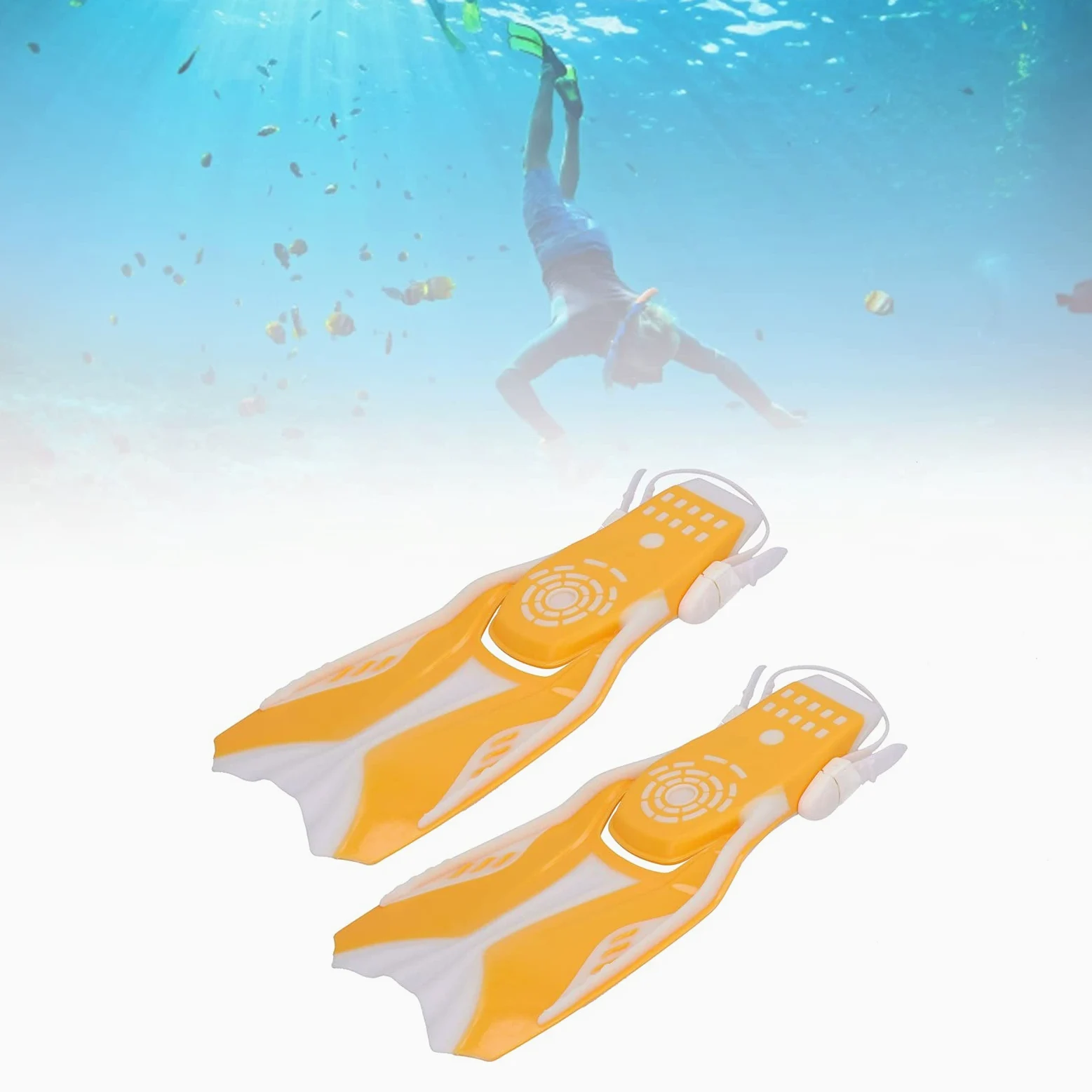 Aletas de Snorkel de Hoja Larga con diseño de talón Abierto para Uso en el océano y la Piscina, cómodas Aletas de natación Ajustables con Orificios de Drenaje para una