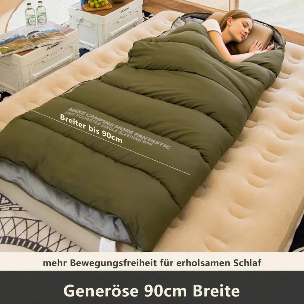 BISINNA Saco de Dormir para Adultos, de Camping, con Grafeno y Poliéster, Silencioso - Transpirable - 220x90cm para 4 Estaciones (1.8kg/2.5kg)