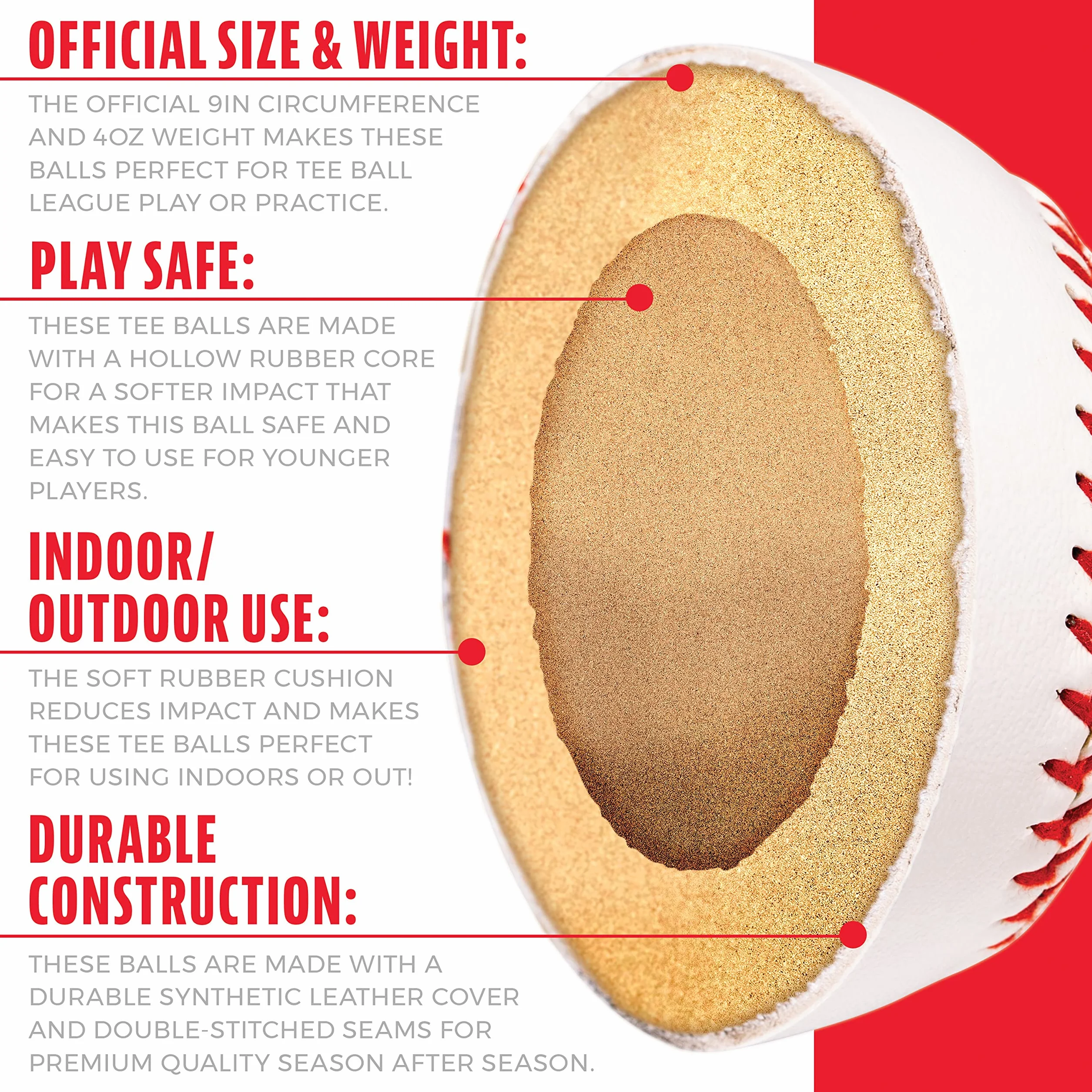 Franklin Sports Soft-Strike Teeball Bola de Teeball MLB Oficial