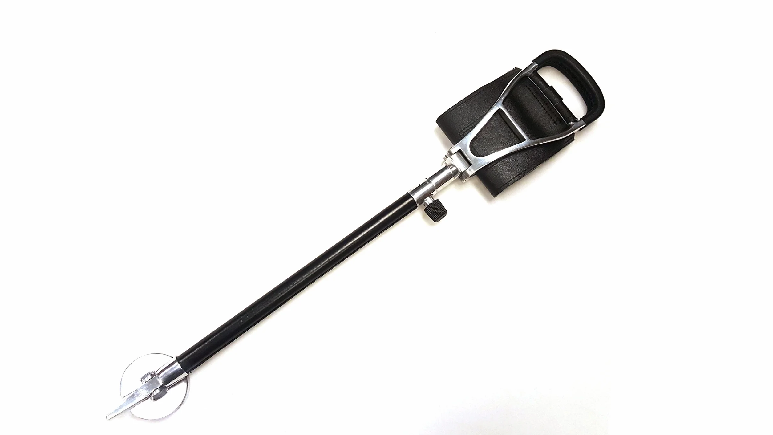 Bastón negro de calidad, asiento de caza, silla de caza, 5 posiciones de altura, asas y eje de cuero, altura máxima de 34 pulgadas, capacidad de peso de 100 kg