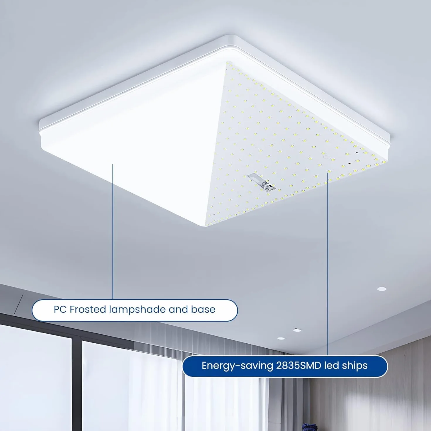 EASY EAGLE LED Lámpara de Techo 48W 4800LM 6500K Panel Impermeable Cuadrada Ø30CM