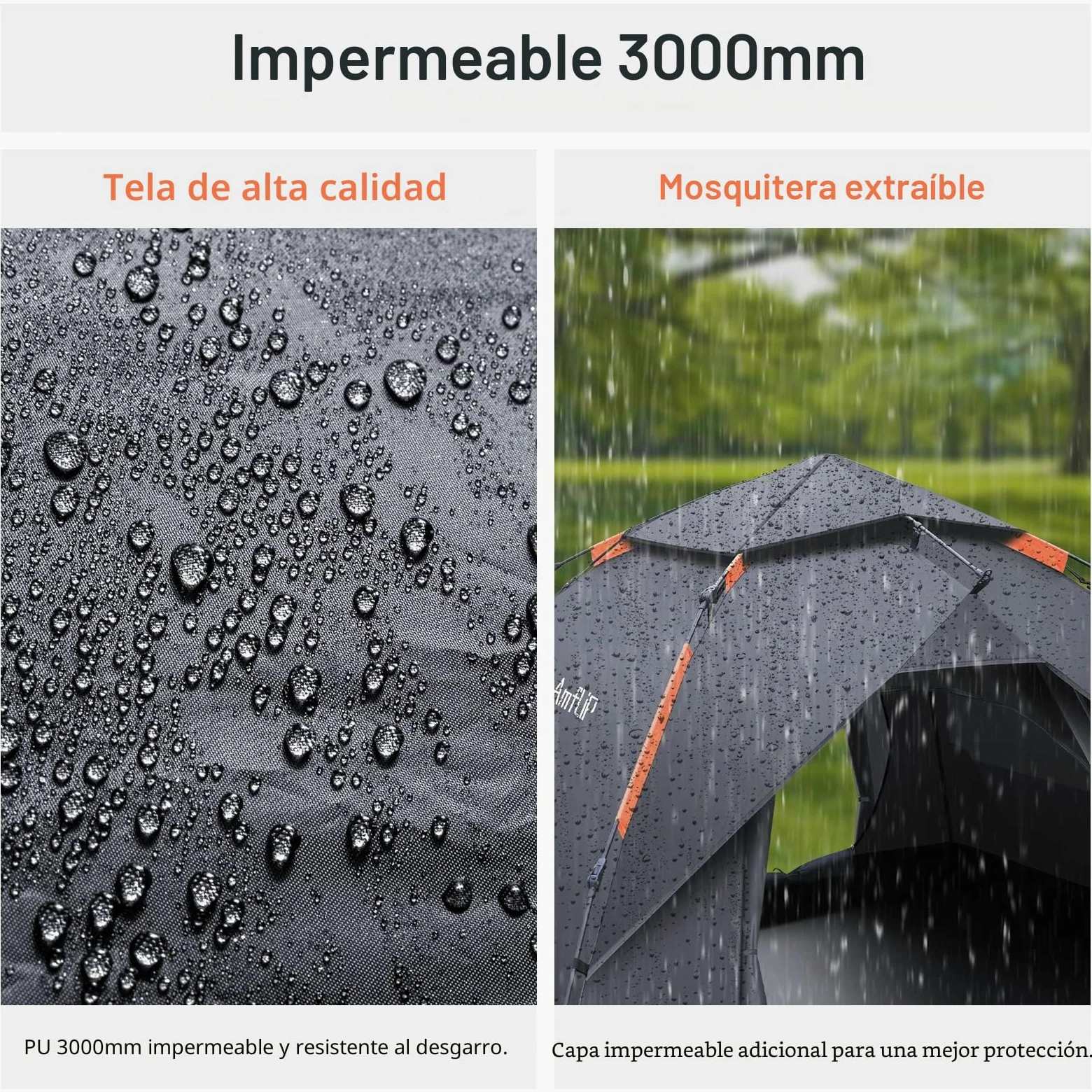 Amflip Tienda de Campaña Automática para 3 Hombre Personas, Tienda de Camping Carpa Interior y Exterior 2 en 1, Anti Impermeable Viento, Puerta Doble para Senderismo Escalada al Aire Libre Viaje