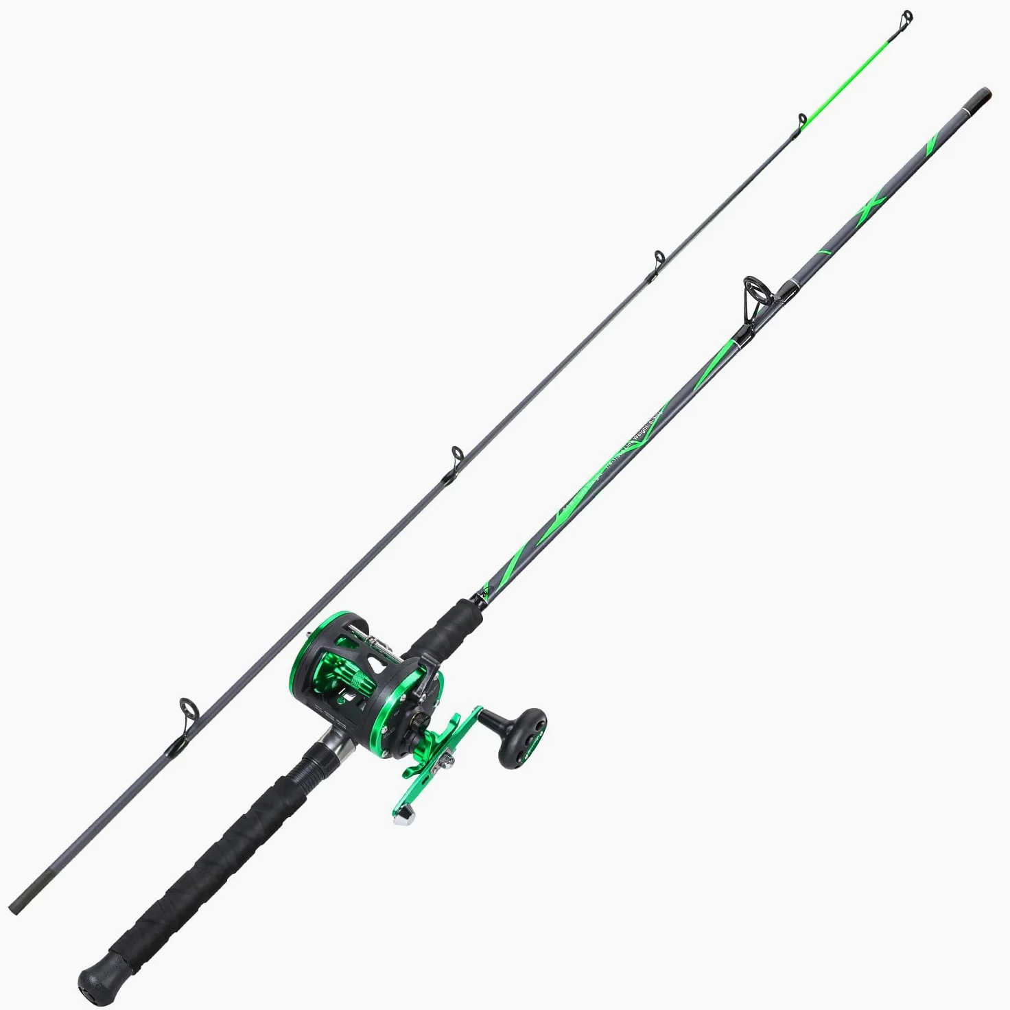 Sougayilang Combo de caña de pescar y carrete de 2,1 m, caña de surf de 2 secciones, carrete redondo GCTA30, mango izquierdo/derecho, adecuado para pesca en la costa/barco