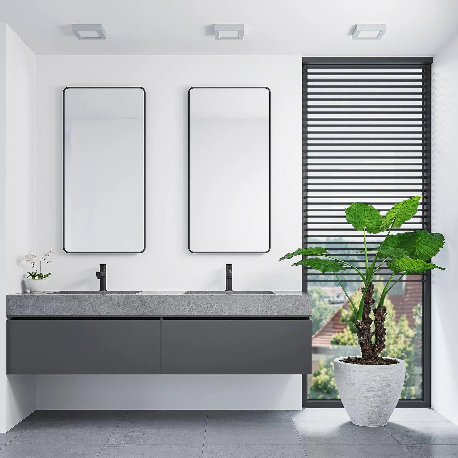 Lámpara de techo LED Alette gris aluminio baño 1 llama plafón