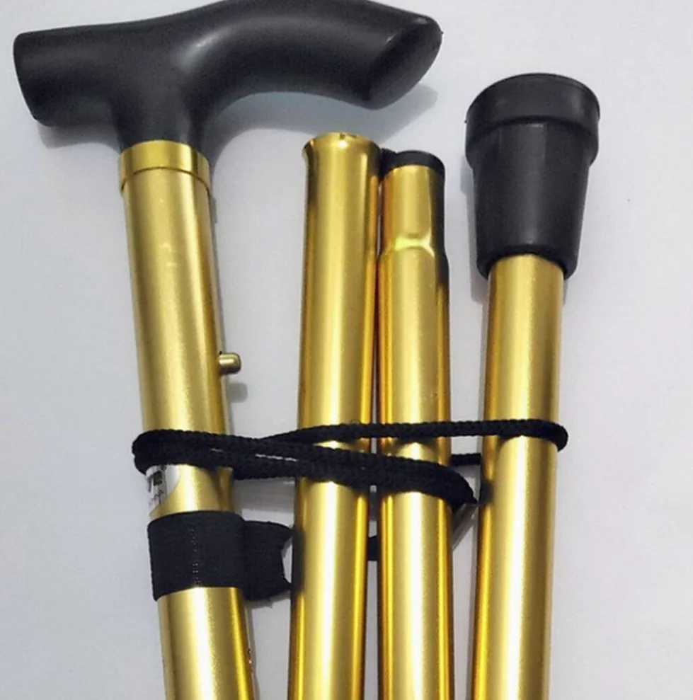 Bastón de aleación de Aluminio Ligero, bastón de Trekking con bastón Bastón Plegable de Aluminio Bastón de Trekking Plegable telescópico de Cuatro Secciones Bastón Antideslizante Muletas Ajustables