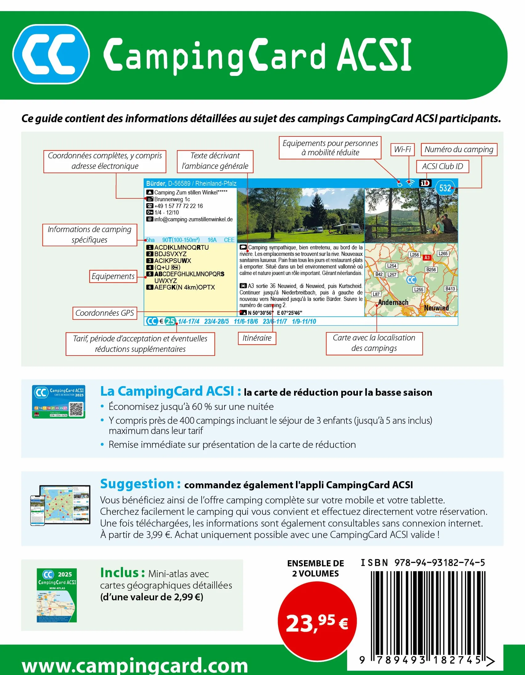 CampingCard ACSI 2025 - français: Ensemble de deux volumes