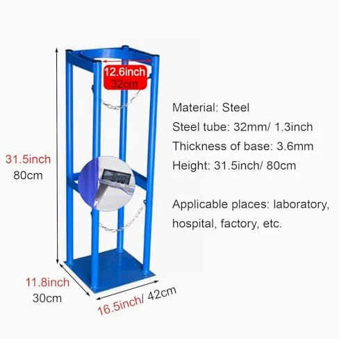 Estante Fijo para bombonas de Gas de 80 a 100 cm de Alto, con Cadena Protectora y Tornillos de fijación, Organizador para Almacenamiento y Transporte de bombonas de Gas (1 Botella de 32 cm)