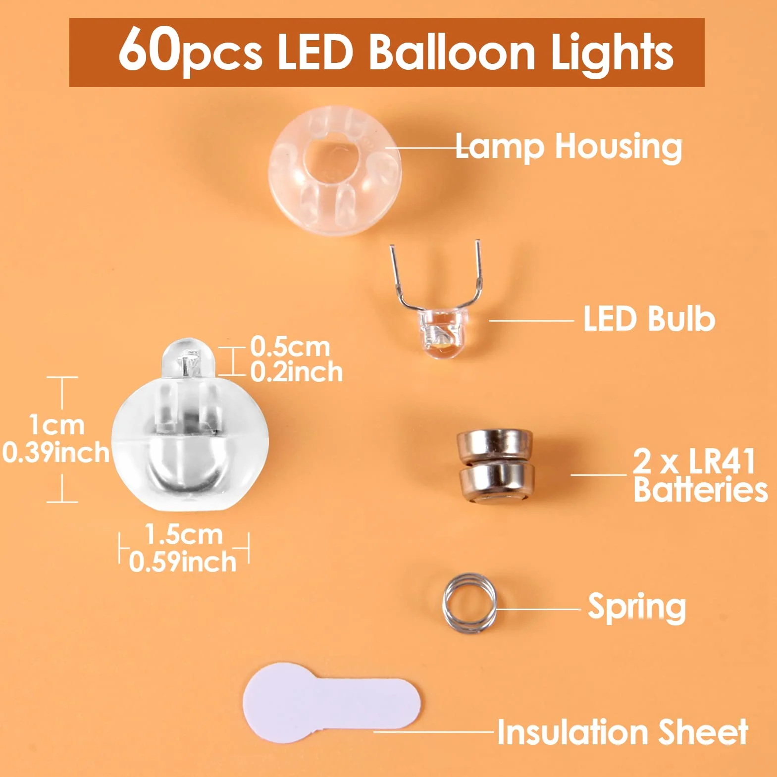 Yizhet Mini Luces de Globo LED 60x sin Parpadear para Globos Blanco Cálido