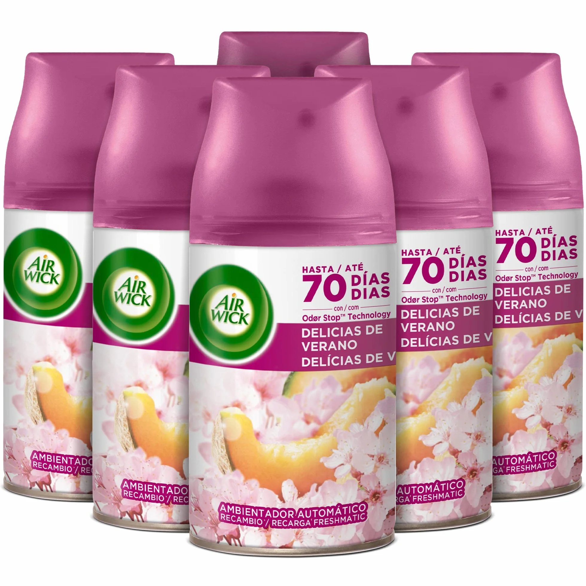 Air Wick Freshmatic Pack 6 Recambios Ambientador Spray Automático Aroma Delicias Verano