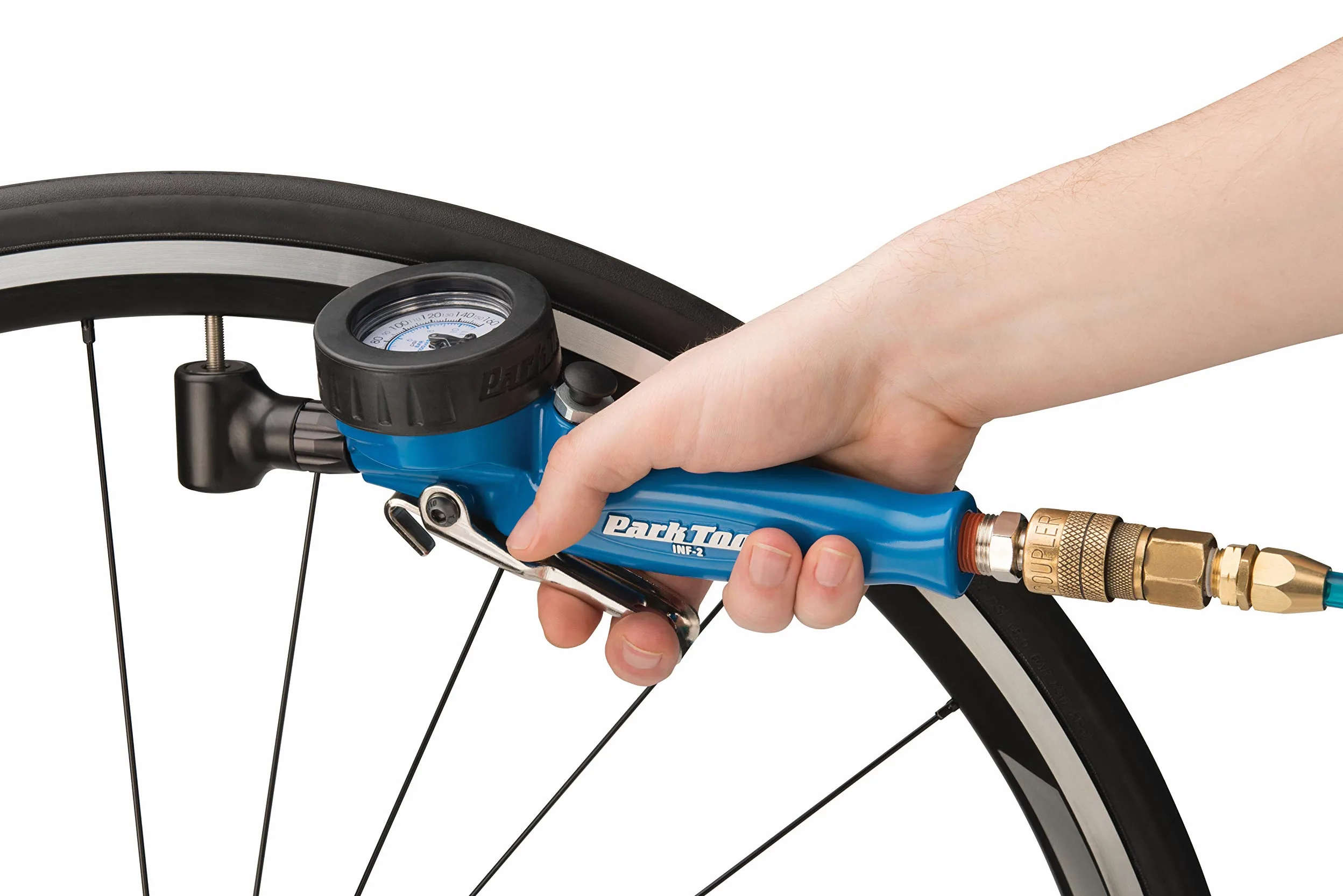 Park Tool INF-2 Shop Herramienta de inflador, Azul