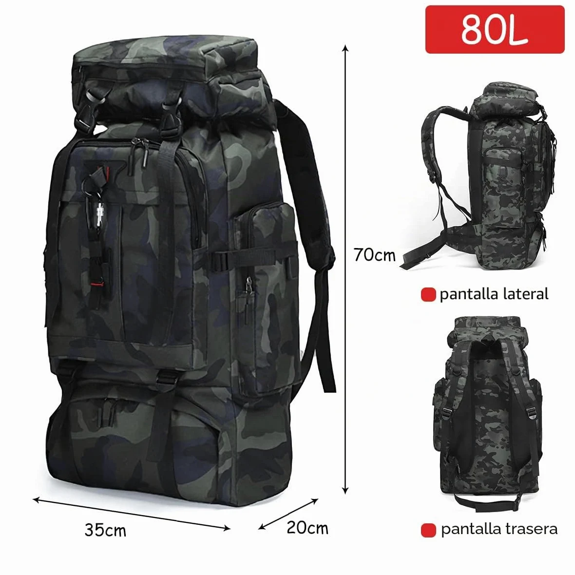 A-QMZL Mochila de senderismo 80L, mochilas de senderismo, mochila de viaje, mochila para alpinismo impermeable, Daypack de escalada camping y turismo para hombre y mujer
