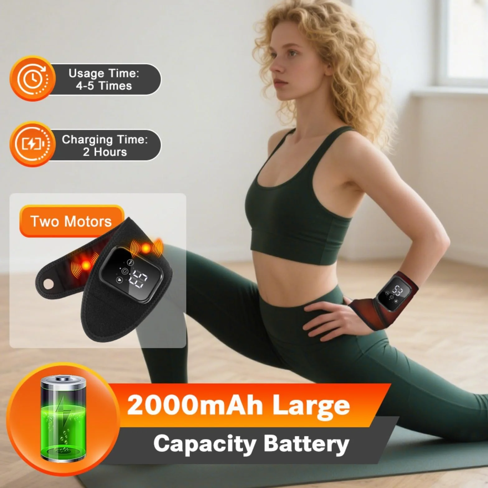 Masajeador eléctrico de muñeca con almohadilla térmica y vibración recargable ajustable para artritis tendinitis Gray