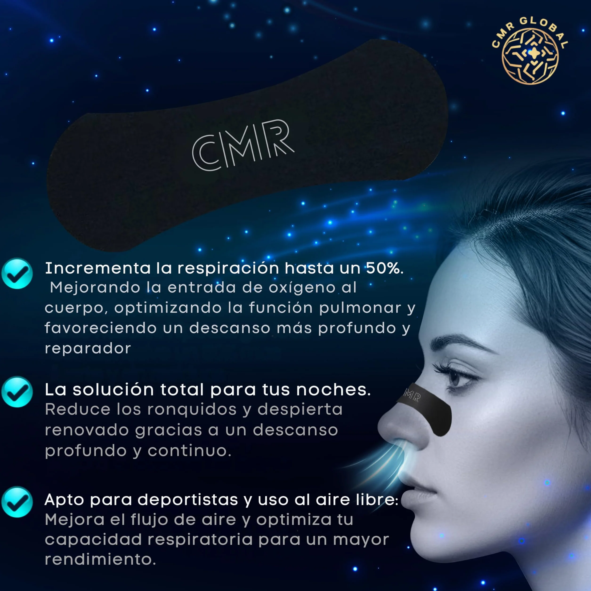 Tiras Nasales Deportivas Antironquidos Premium 120 Unidades - Alivia Congestión Nasal