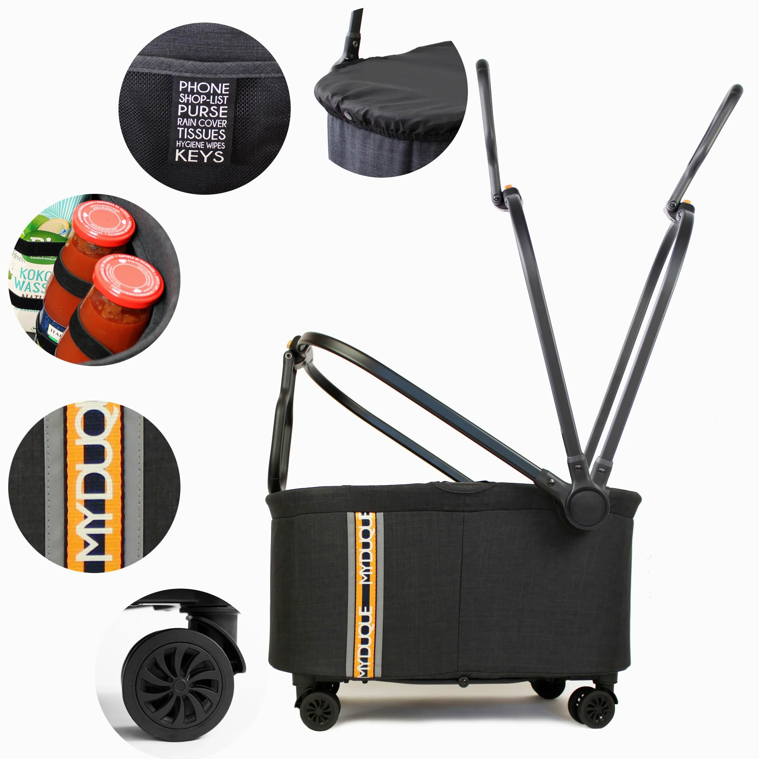 Multi 2 en 1 - Cesta para Bicicleta y Carrito de la Compra, Plegable, Incluye Soporte, manejo rápido, Bolsa para Bicicleta, Cesta de la Compra extraíble para portaequipajes