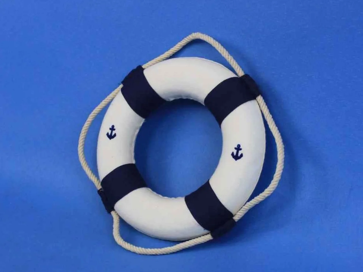 Hampton Nautical Hechos a Mano náutico decoración Antiguo Decorativo Colores Vida Anillo decoración, Azul, 6 Pulgadas