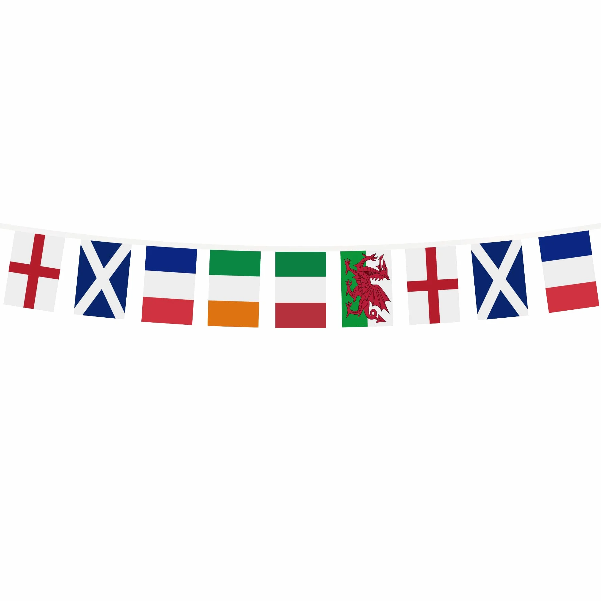 GUIRNALDA 4 metros 6 banderas del TORNEO DE LAS SEIS NACIONES DE RUGBY 45x30cm - bandera DE LAS 6 NACIONES RUGBY XV 30 x 45 cm - banderines - AZ FLAG