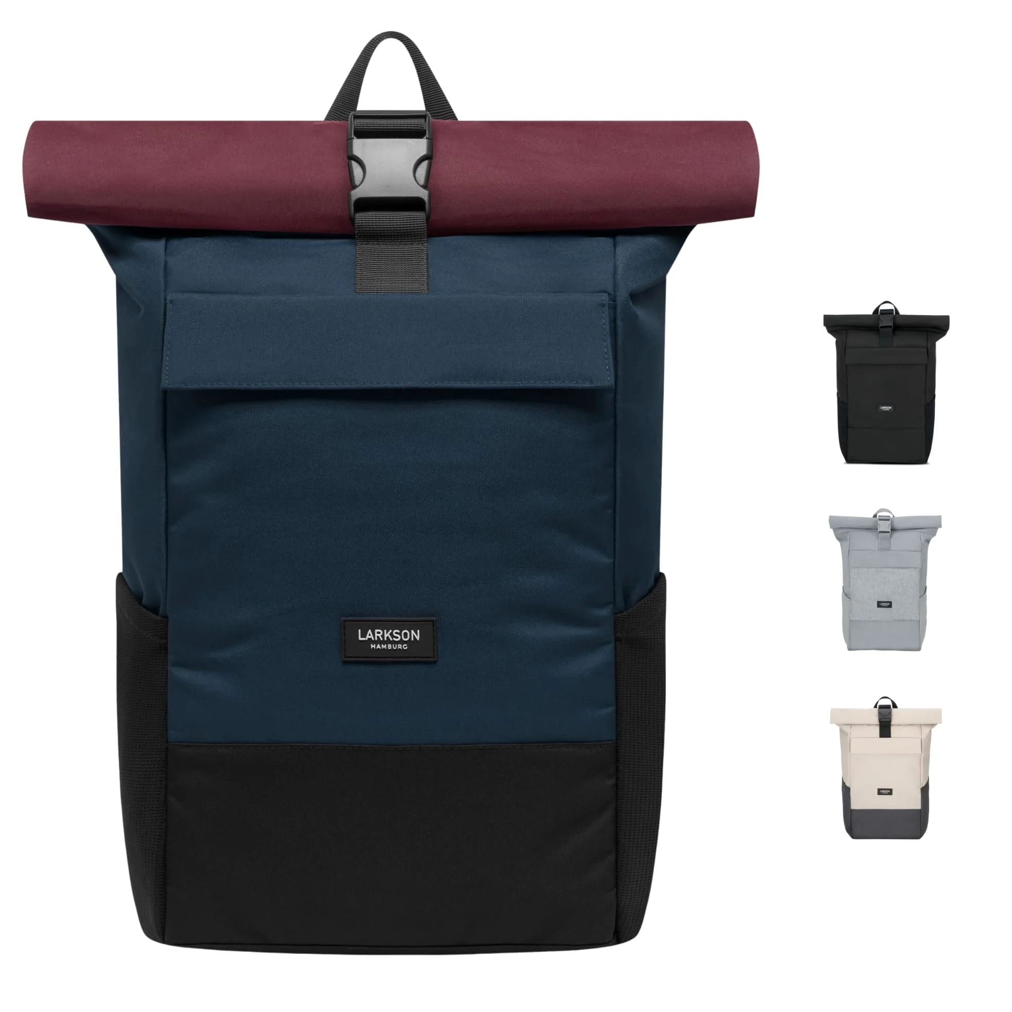 LARKSON Mochila Enrollable Hombre & Mujer - No 4 - Macuto para Viaje, Uni, Trabajo - de Botellas Pet Recicladas - Bolso para Portátil - Impermeable