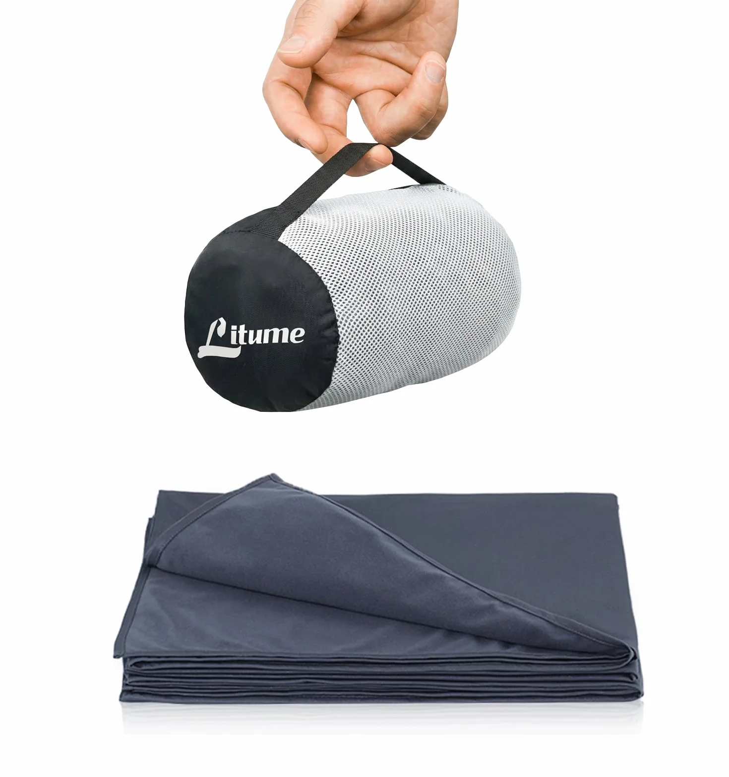 Litume Manta de Viaje Ligera y Transpirable, 170 x 122 cm Suave Manta de avión para viajeros, sábana de Camping Plegable con Saco de Cosas para Tren, Campamento, Viajes (Velvet, E650)