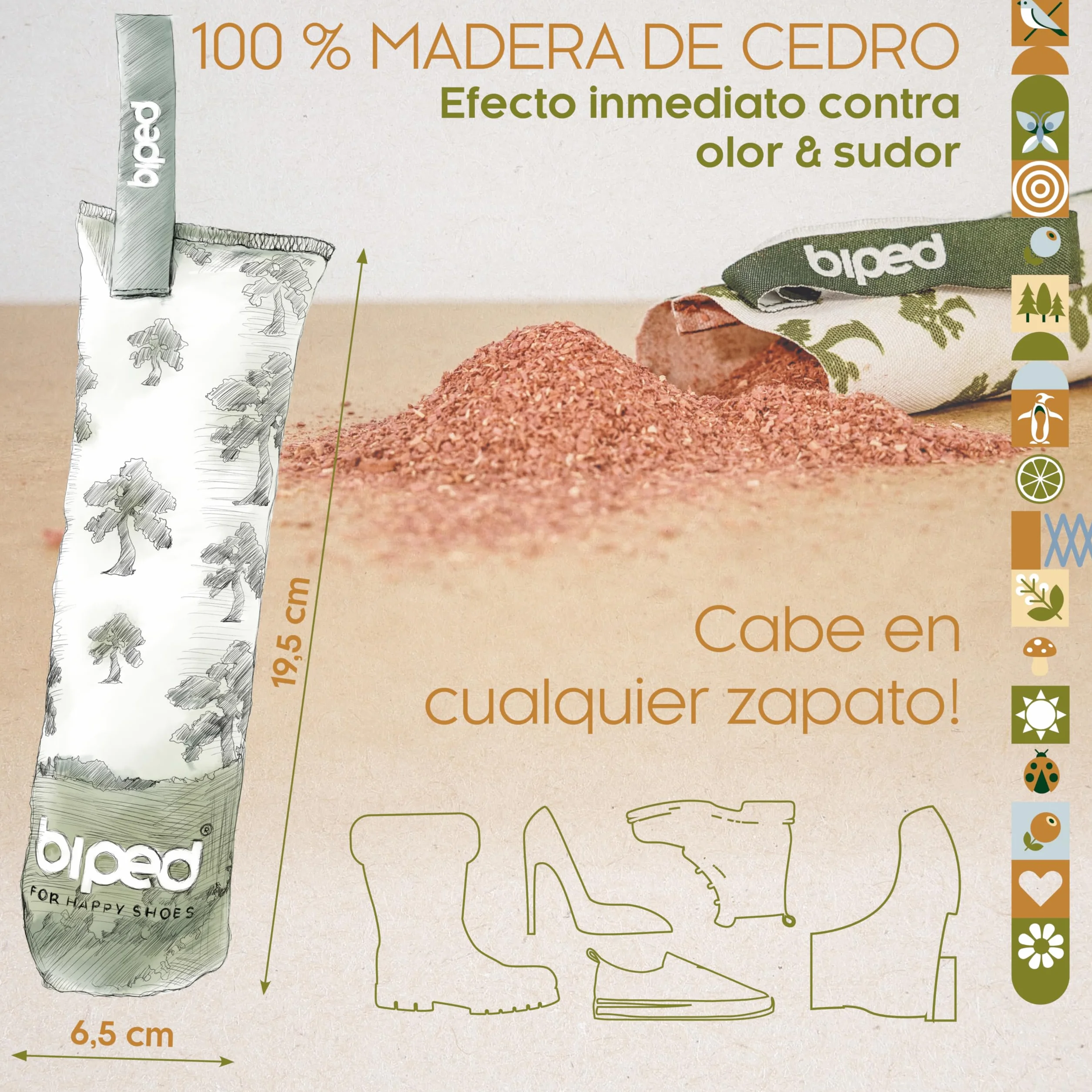 Secador de zapatos de madera de cedro natural – Elimina olores – Sin químicos – 1 par