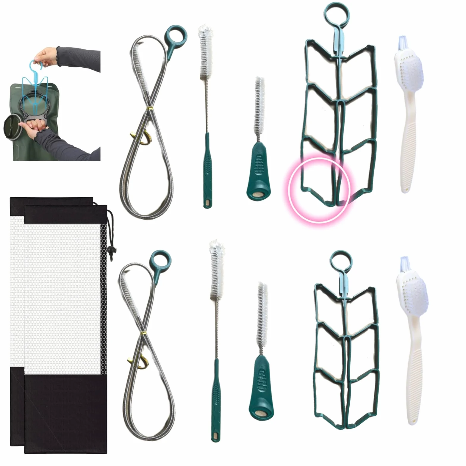 Kit de limpieza de vejiga de agua, tabletas de limpieza de vejiga, secador de vejiga, hecho de acero inoxidable 304