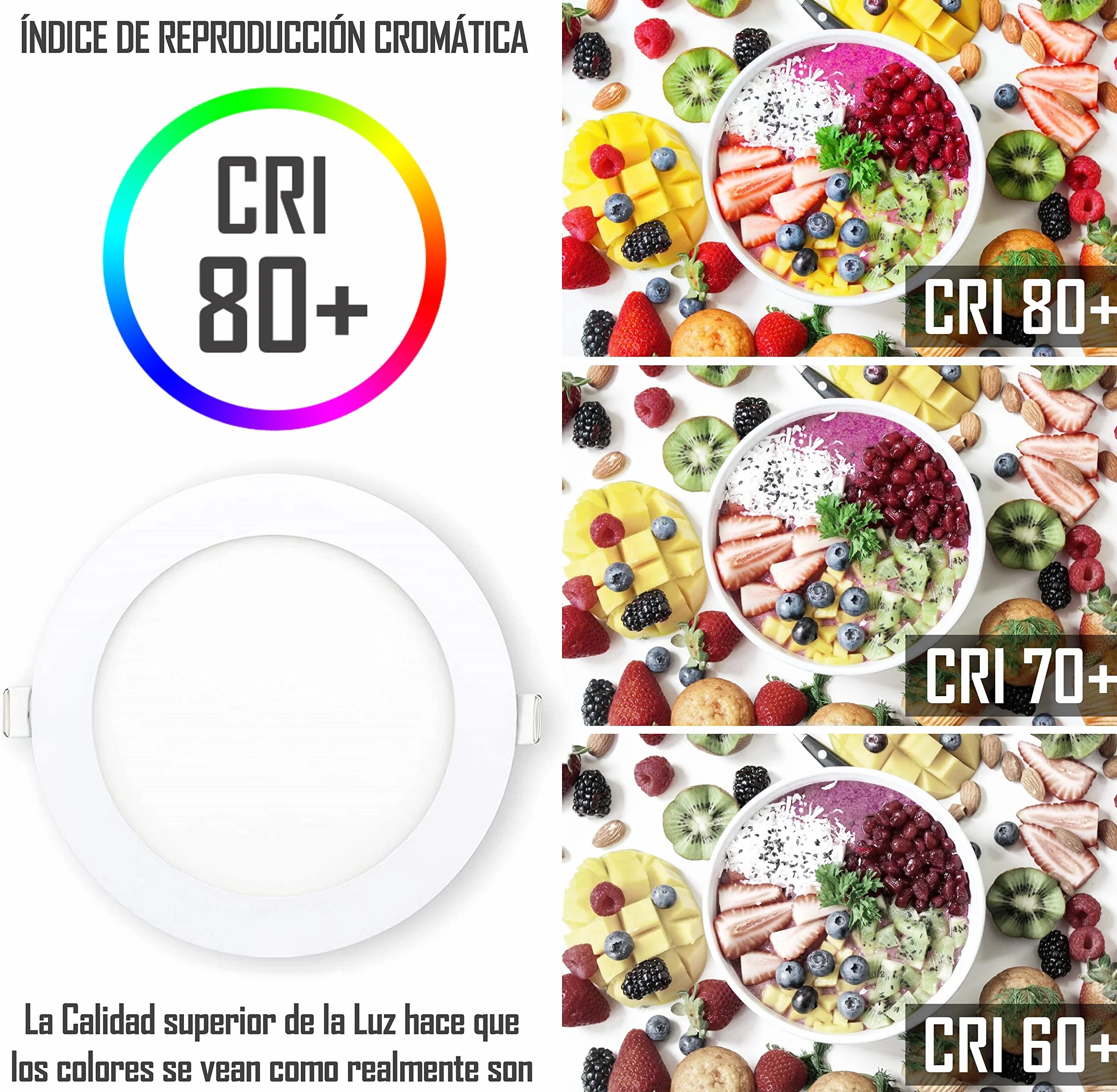 CLAR Hybec Downlight LED techo empotrable 12W Luz Cálida 3000K Pack 5