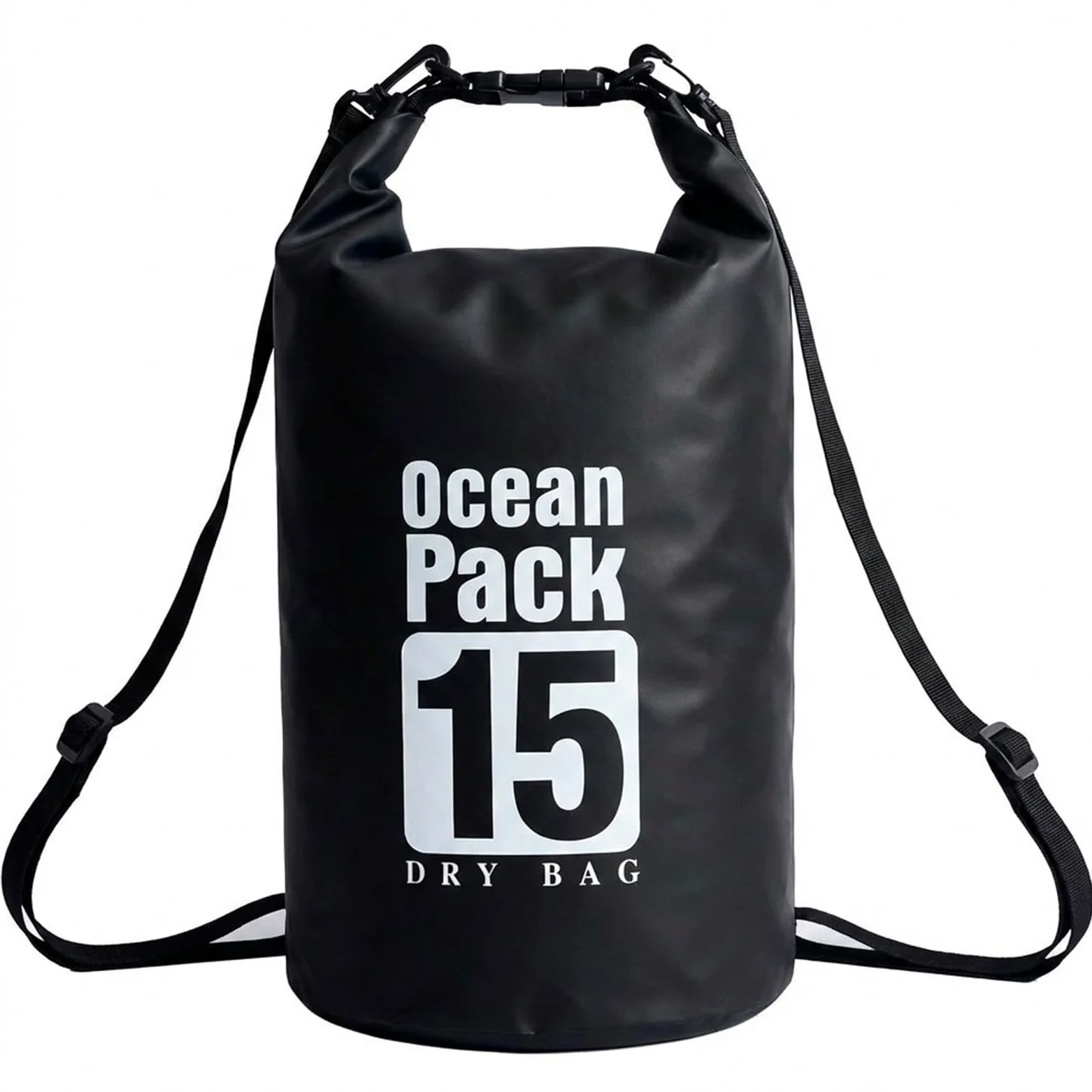 Bolsa seca flotante impermeable de 5L/10L/15L/20L para mujer, mochila ligera y duradera para kayak, natación, camping, senderismo, suave y resistente a la abrasión con cierre enrollable (negro