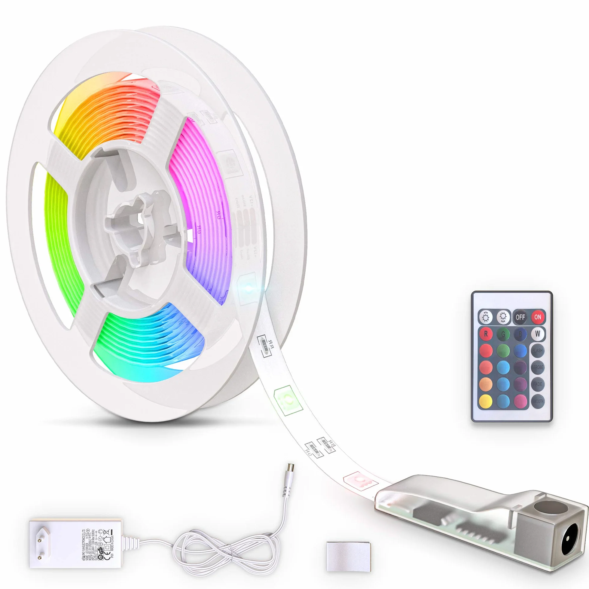 B.K.Licht Tira LED RGB 3m Silicona Autoadhesiva Control Remoto Acortable