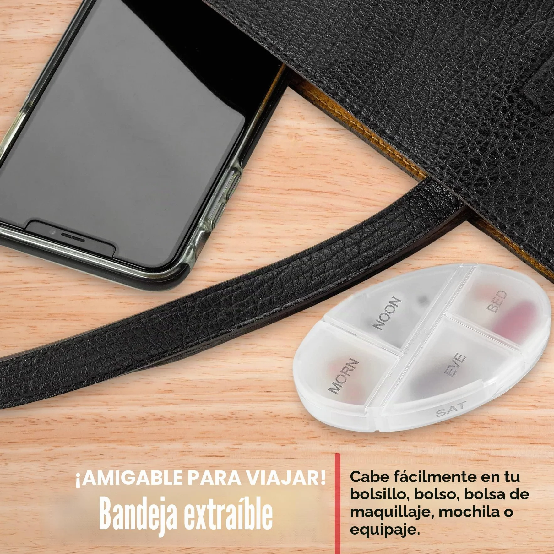 Organizador de píldoras diario apilable, recordatorio semanal de medicamentos con 7 cajas