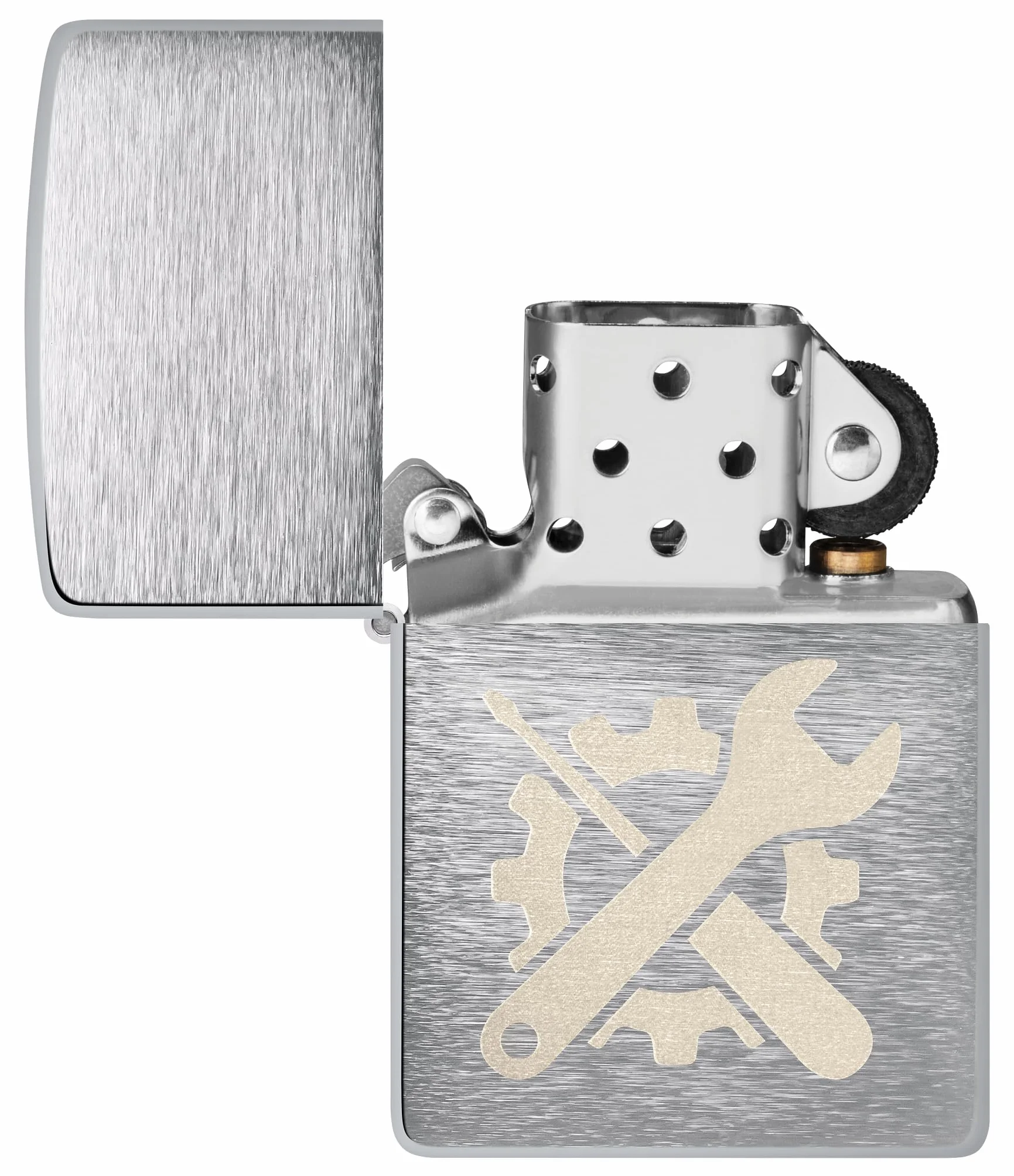 Zippo Encendedor a prueba de viento Brushed Chrome Laser Engrave Recargable Caja regalo