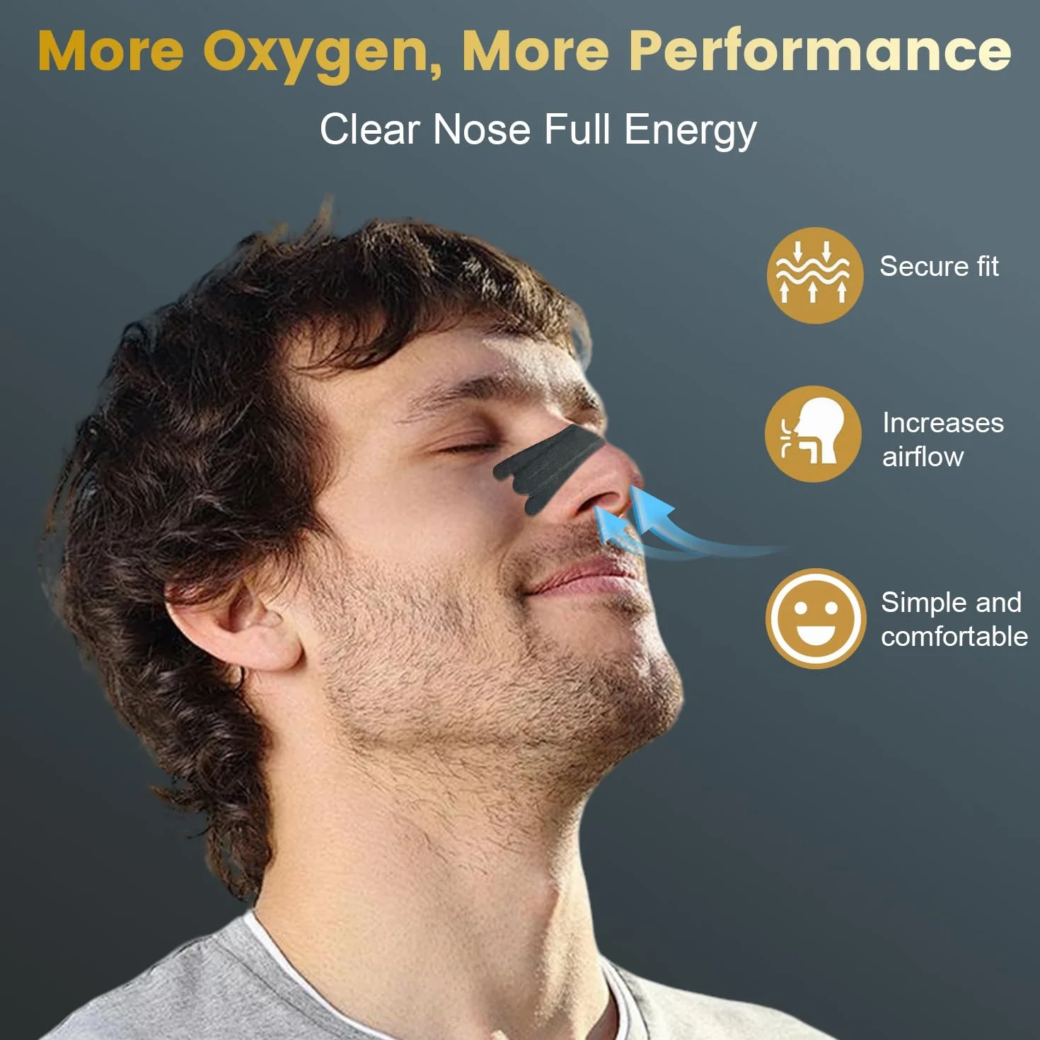 Tiras Nasales Antironquidos, Nasal Strips Dormir, Nose Strips Deportivas, 120 Pcs (Negro)