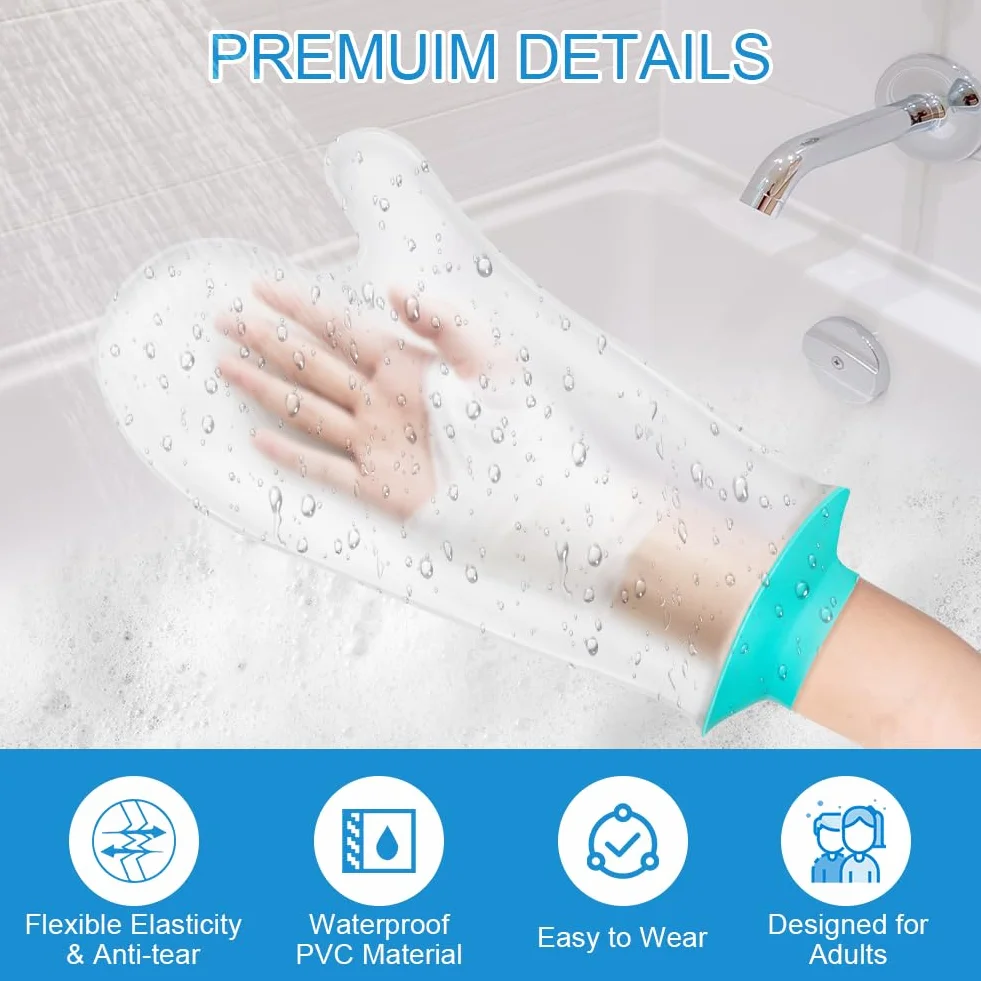 Protector Escayola Brazo Adulto Funda Impermeable Silicona Ducha Bolsa Hermetica Cubrir Vendajes Yeso Heridas Palma