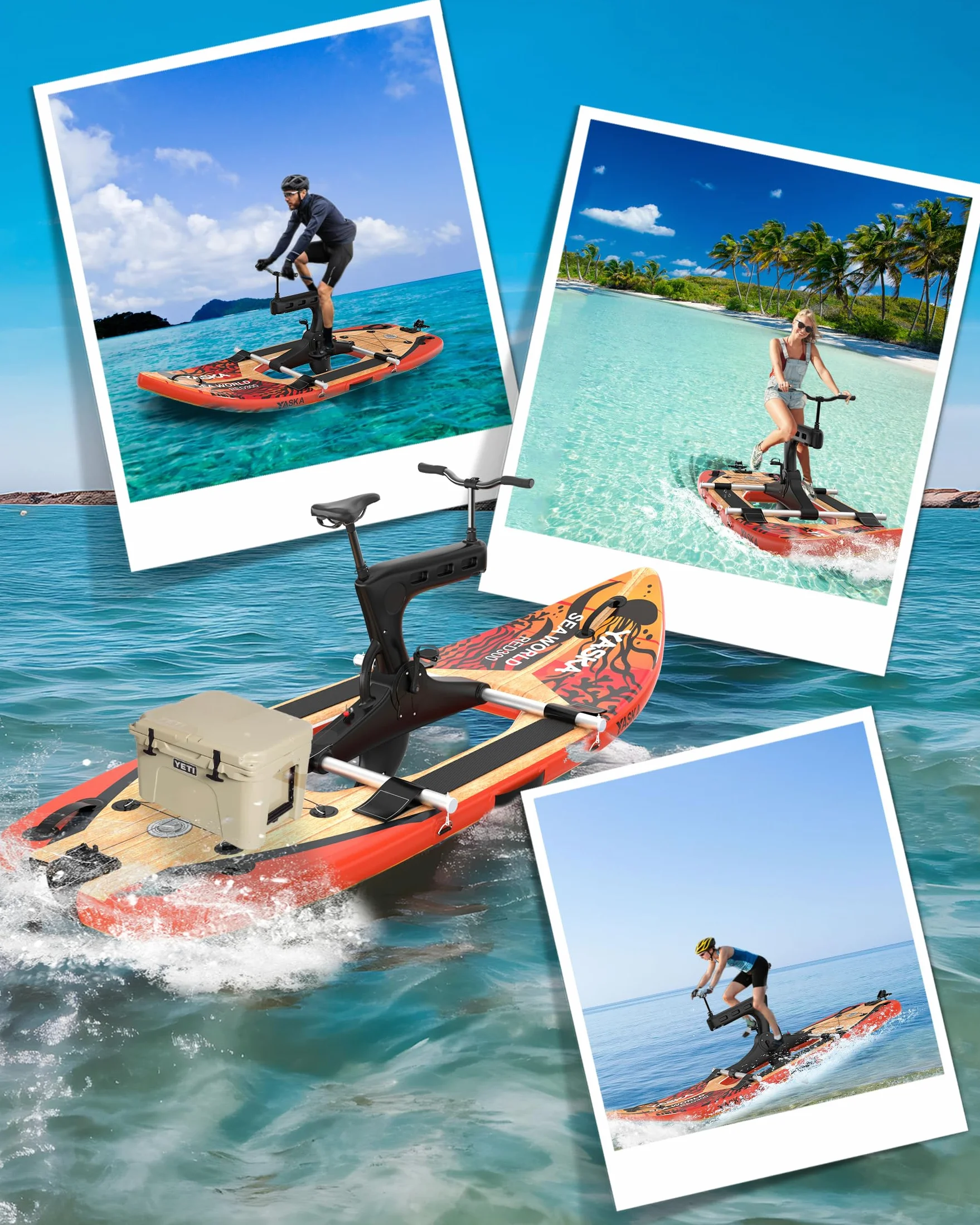 Water Bike Sea Bike Pedal Bike Recreational Surfing, Inflatable Kayak Bikeboat for Sport Fun Fishing, Water Bike Lake Bicycle Cycle Pedal Boat Inflatable Boat