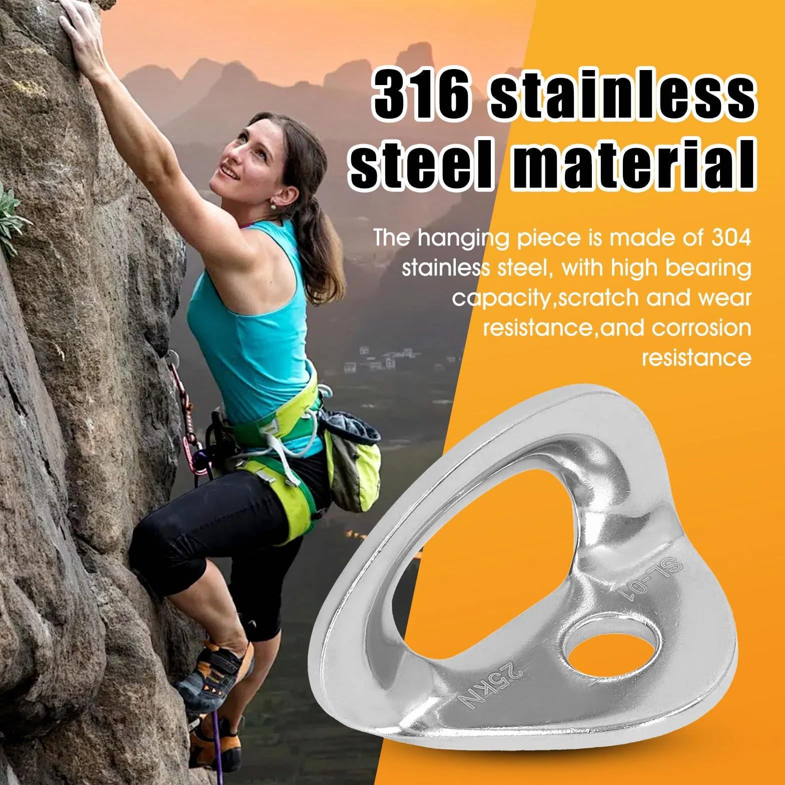 Yosoo Health Gear Pernos de Anclaje para Escalada, Acero Inoxidable 316, 10 Piezas, para Rappel, Trabajos Aéreos, Instalación de Hamacas