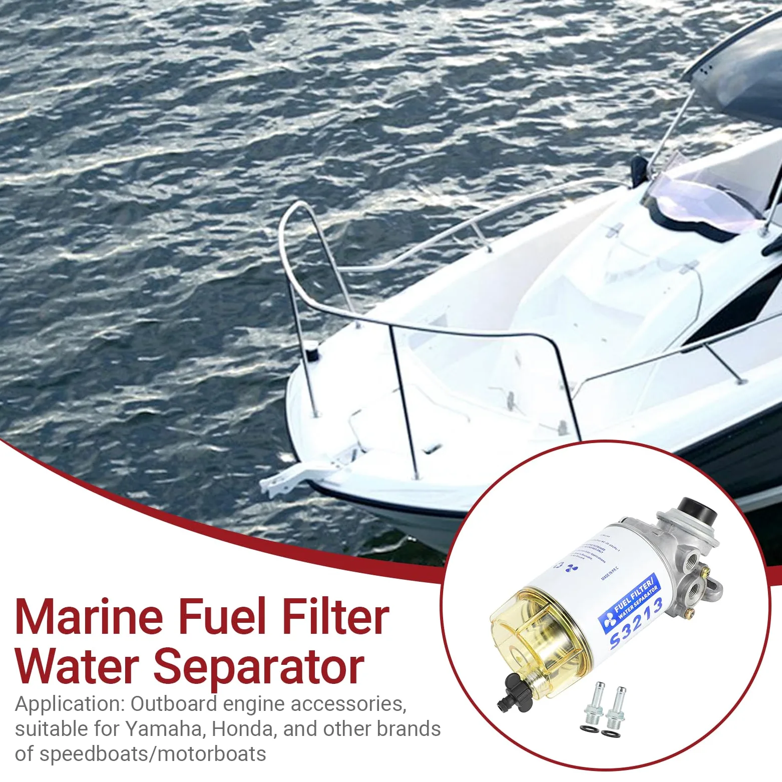 OUKENS Filtro de combustible diesel, juego completo separador de agua para filtro de combustible marítimo S3213 piezas para motores fuera de borda de barcos
