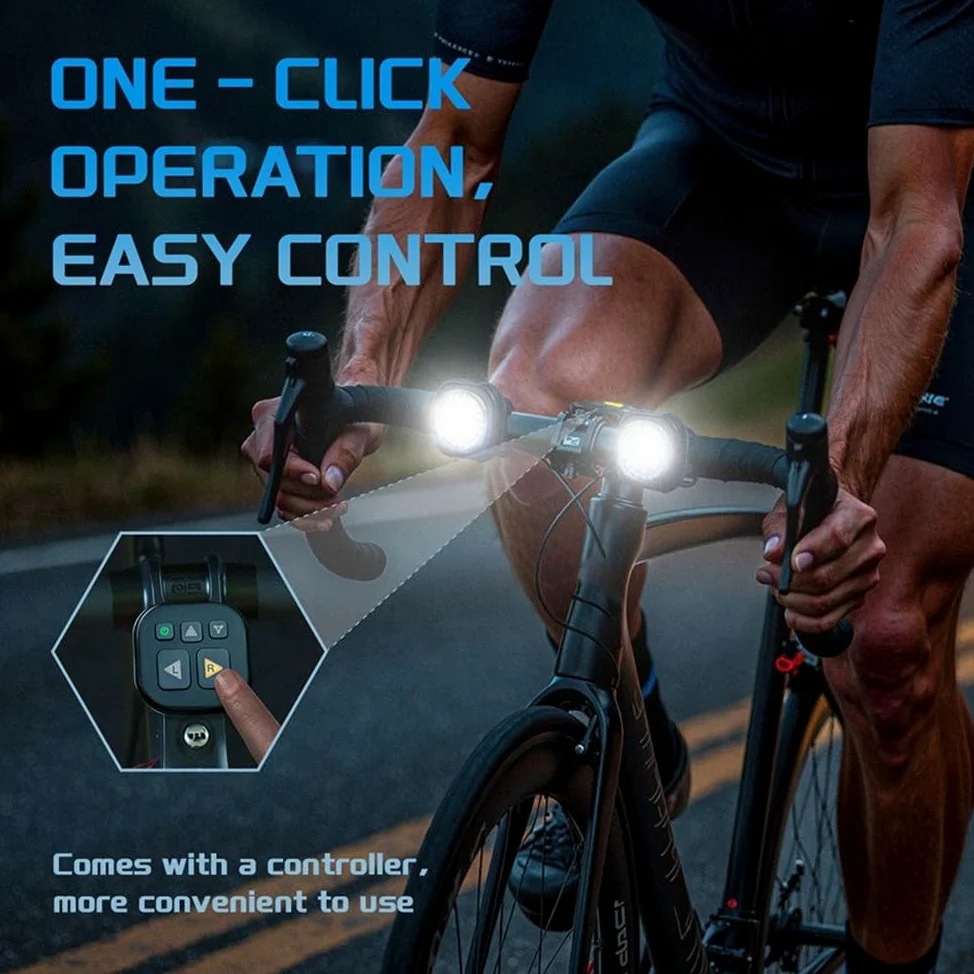 de Luces Inteligentes para Bicicleta 2Pack, Luces de Bicicleta 2Pack, y Señal de, Luz Delantera y Trasera Sincronizada con Control Remoto para Montar de Noche.