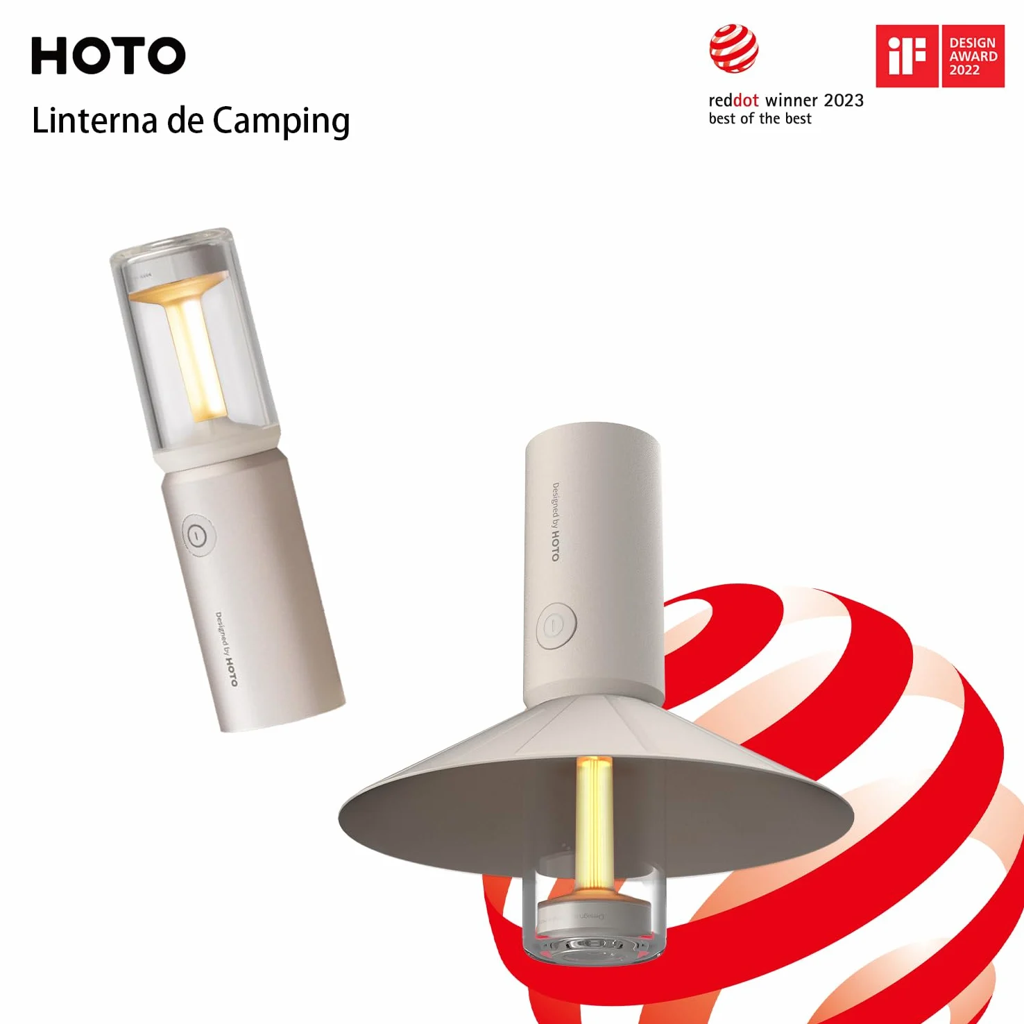HOTO Linterna de Camping, Recargable por USB-C, Pantalla Desmontable | 8~50h, 3100 mAh, 3 Modos, 180 Lúmenes, IPX6, Adecuada para Acampar, Senderismo, Montañismo, Uso Doméstico