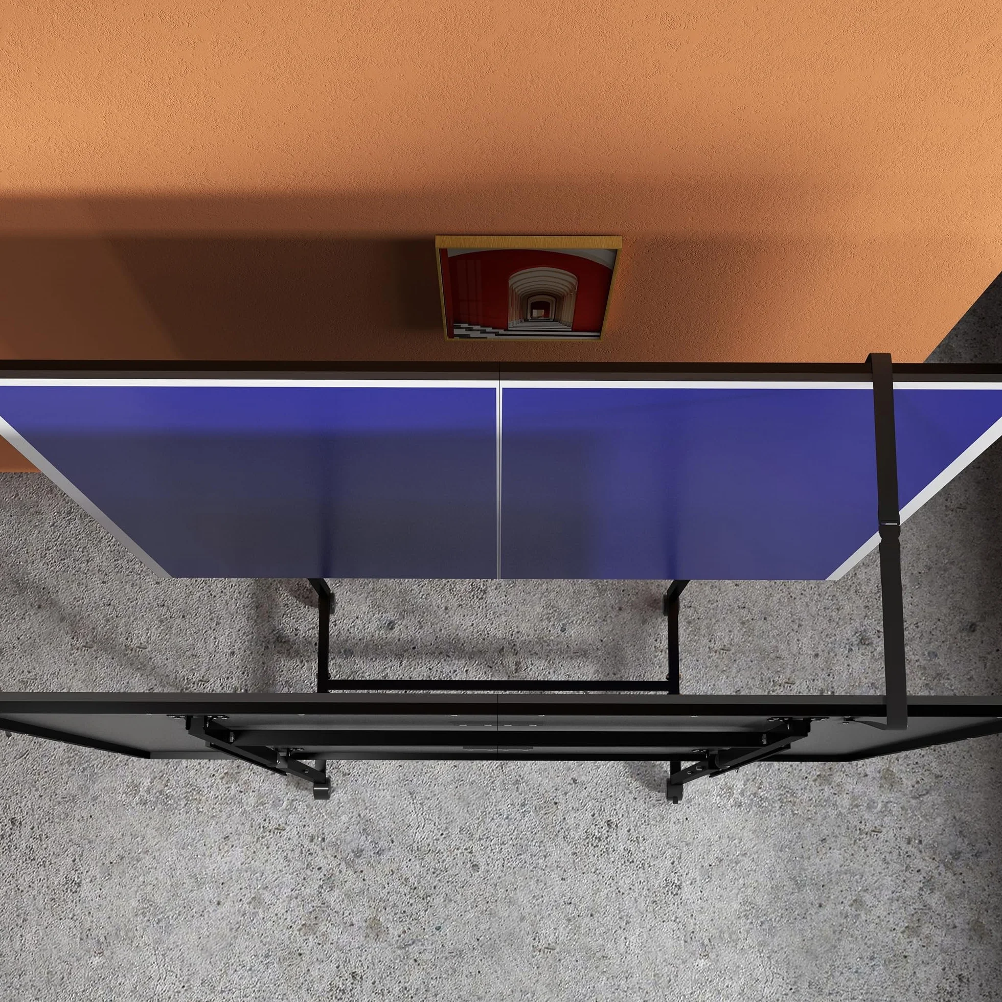 SPORTNOW Mesa de Ping-Pong Plegable Profesional 274x152,5x75,5 cm con 4 Ruedas, 2 Palas, Red y 3 Pelotas Azul