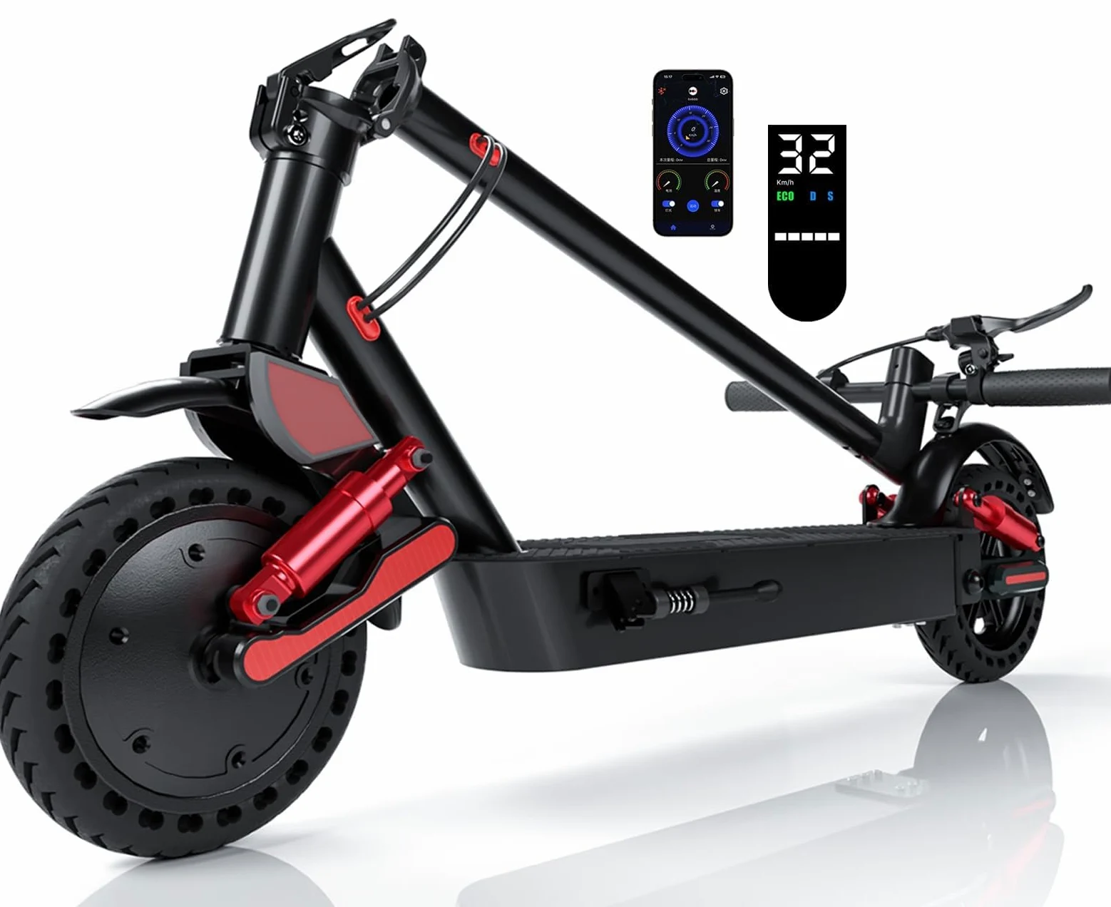 HX D06 Patinete Eléctrico Adultos, Doble Suspensión, 500W 16Ah/25Ah E Scooter para Ciudad y Off-Road Ligero, Autonomía Máxima 55-85 km, Pantalla Multifunción - Neumático Macizo 8.5"