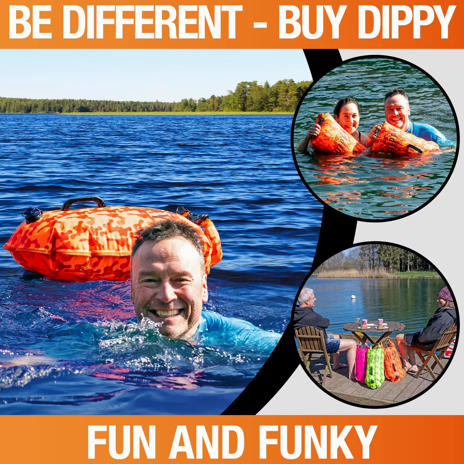 DIPPY - Flotadores de remolque para natación en aguas abiertas | Boya de natación de 28 L | Flotador de natación impermeable | Bolsa seca de flotador de remolque | Flotador de natación salvaje |