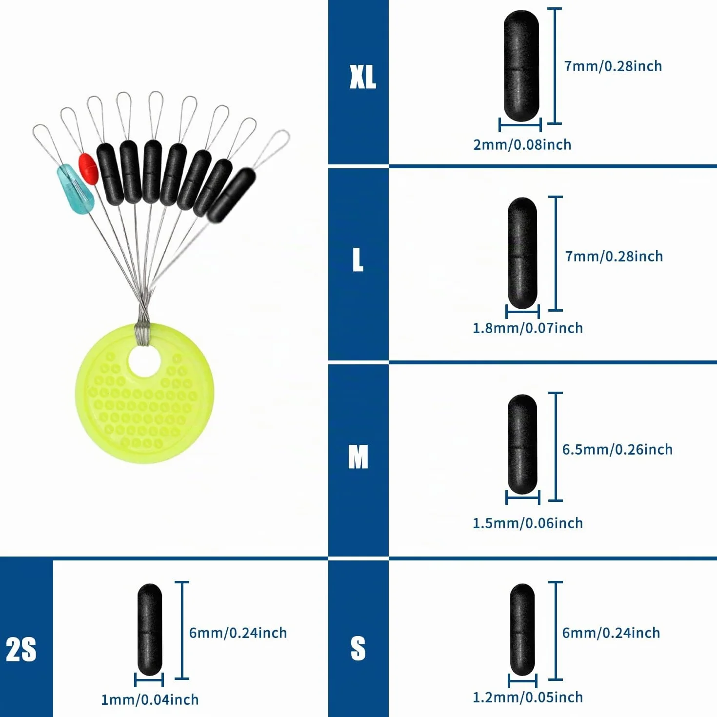 540 Piezas/60 Juegostapones De Goma 7 En 2,para Pesca, Pesca, Topes De Goma, Flotadores, Pesca De Trucha, Perlas De Goma, Tope para Pesca De Truchas, Tope De Goma, Protector De Nudos, Tope